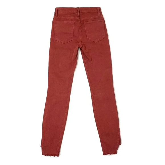 FRAME Denim Le High Raw Hem Skinny Ankle Jeans Burnt Henna Wash Size 24 - Picture 9 of 9